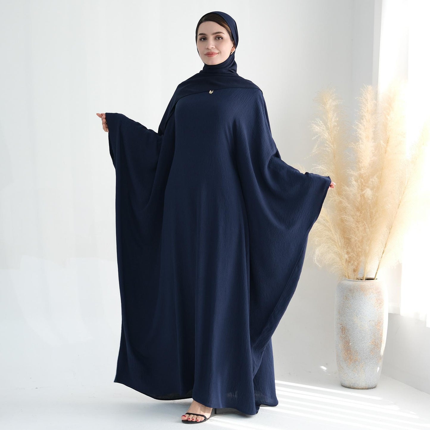 TY-602 Abaya Party Dress With Cinched Waist And Batwing Sleeves