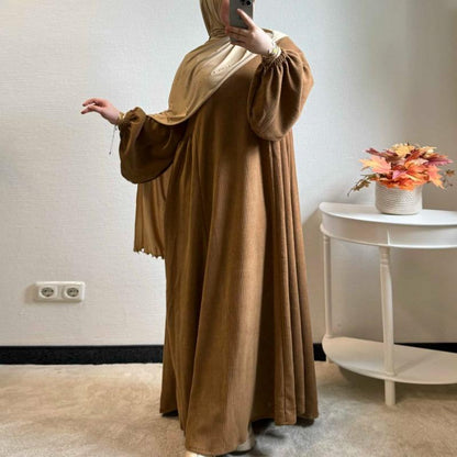 TY-596 Abaya Loose-Fit Casual Dress With Flared Skirt