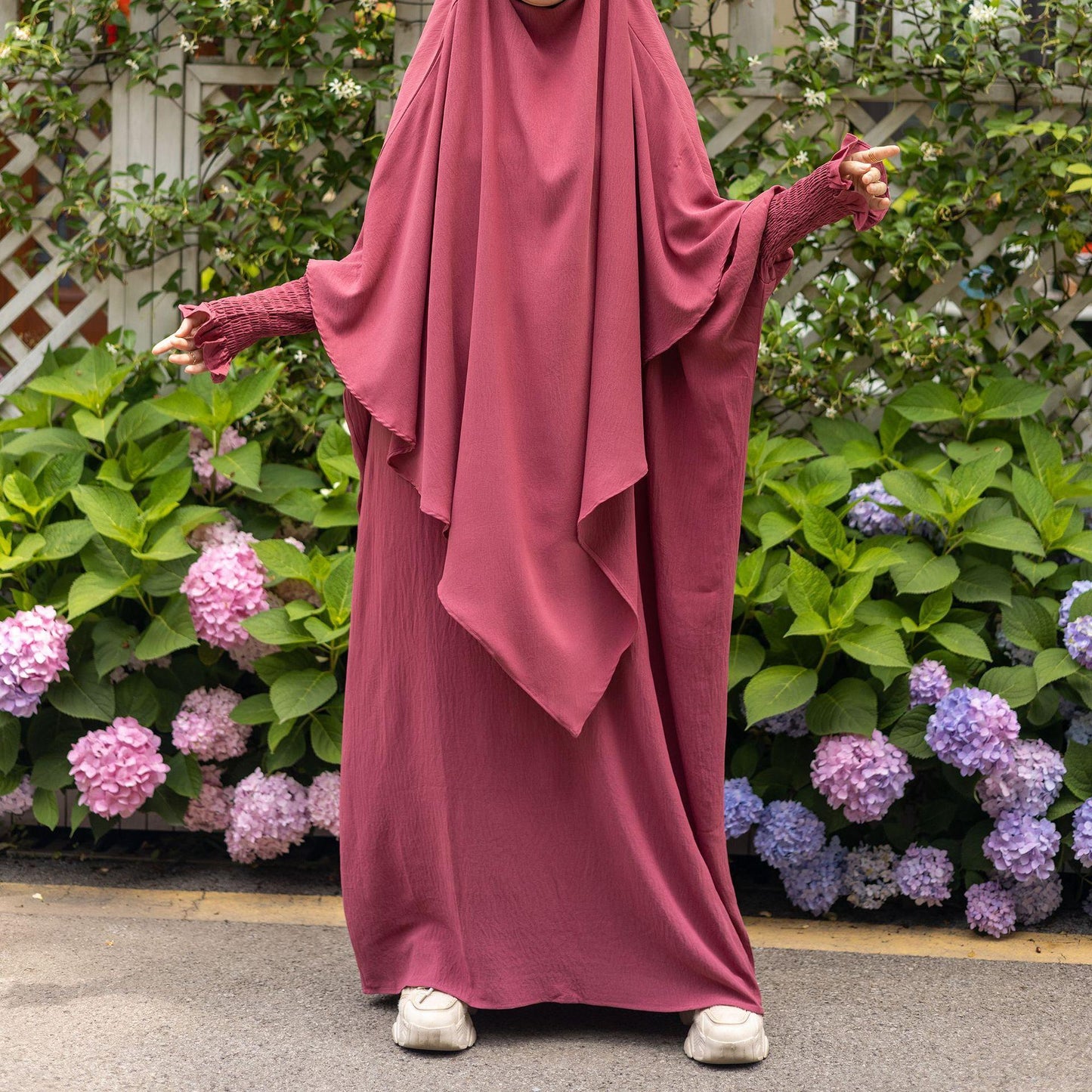TY-612 Solid Color Batwing Dress