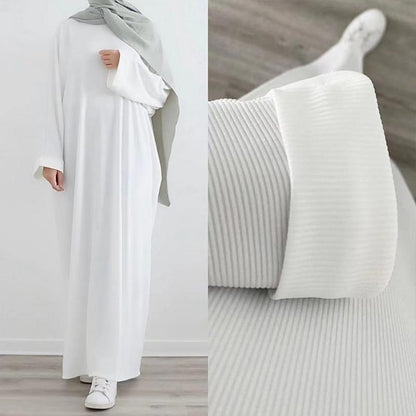 TY-609 High-Quality Solid Color Round Neck Ribbed Knit Dress