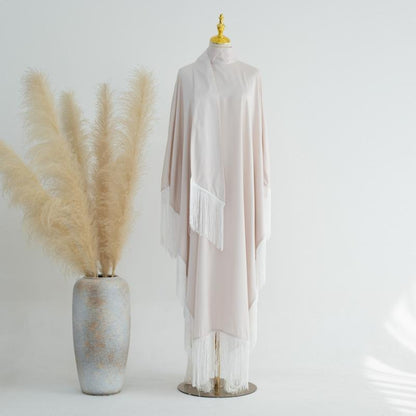 TY-611 Abaya Solid Color Elegant Batwing Tassel Dress