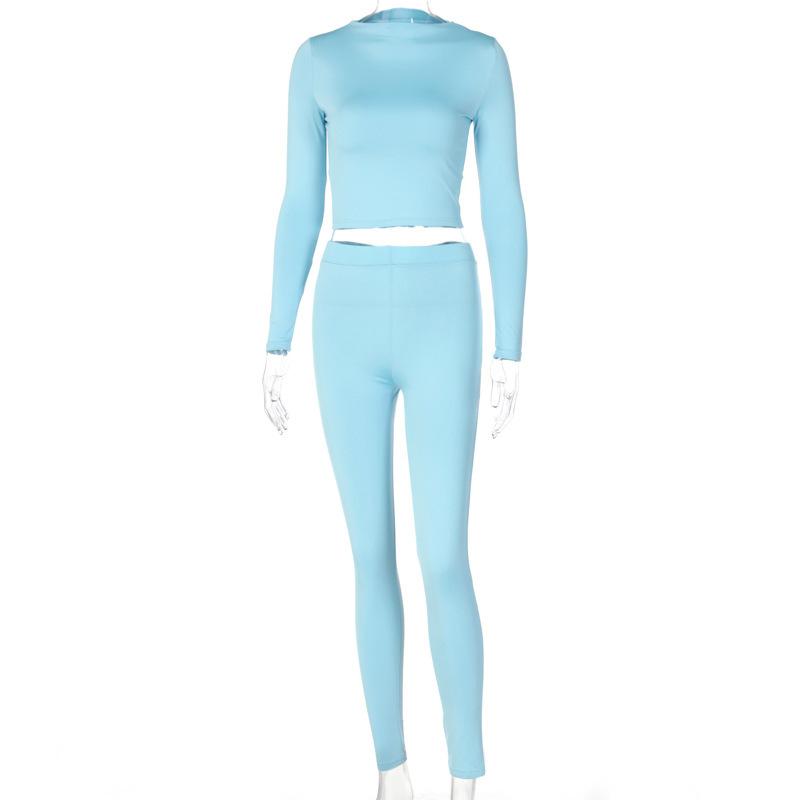 GUJI—163 Popular Sports Casual Women's Round Neck Long Sleeve Top + Slim Fit Butt-Lifting Long Pants 2-Piece Set Breathable Comfort Womenswear Comfortable Fashion