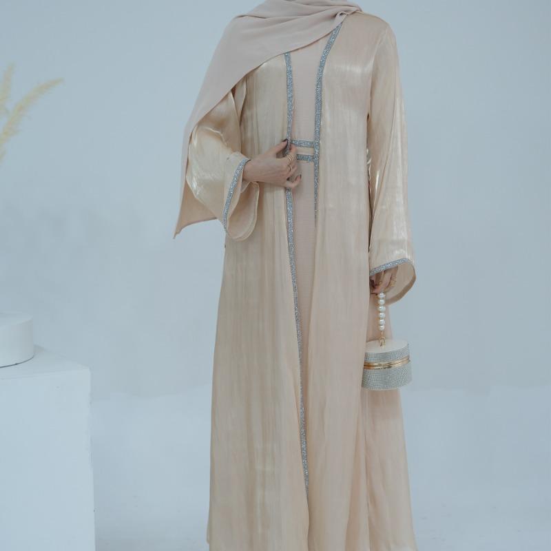 TY-617 Everyday Solid Color Trimmed Long Robe Cardigan