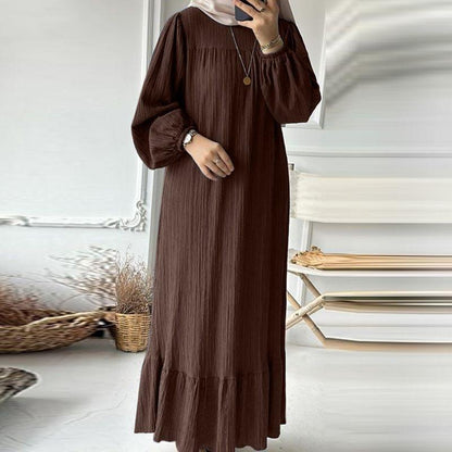 ZM-3 2024 Women's Long Gown - New Spring/Autumn Fashion Puff Sleeve Vintage Pocket Ruffled Hem Dress Pretty Dressfashion Goddess Dress Occasion Dress Dresses One Shoulder