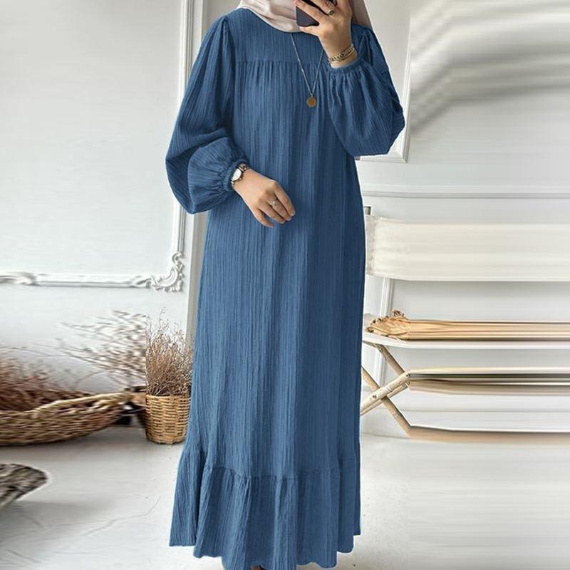 ZM-3 2024 Women's Long Gown - New Spring/Autumn Fashion Puff Sleeve Vintage Pocket Ruffled Hem Dress Pretty Dressfashion Goddess Dress Occasion Dress Dresses One Shoulder