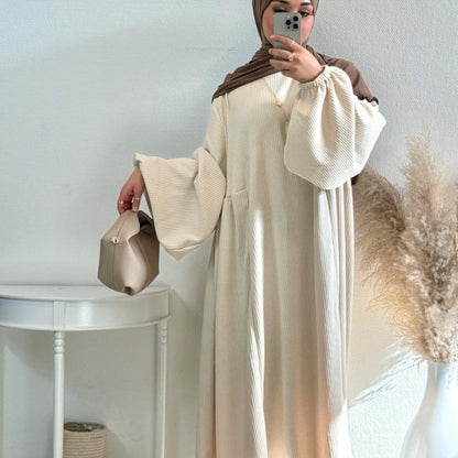 TY-596 Abaya Loose-Fit Casual Dress With Flared Skirt
